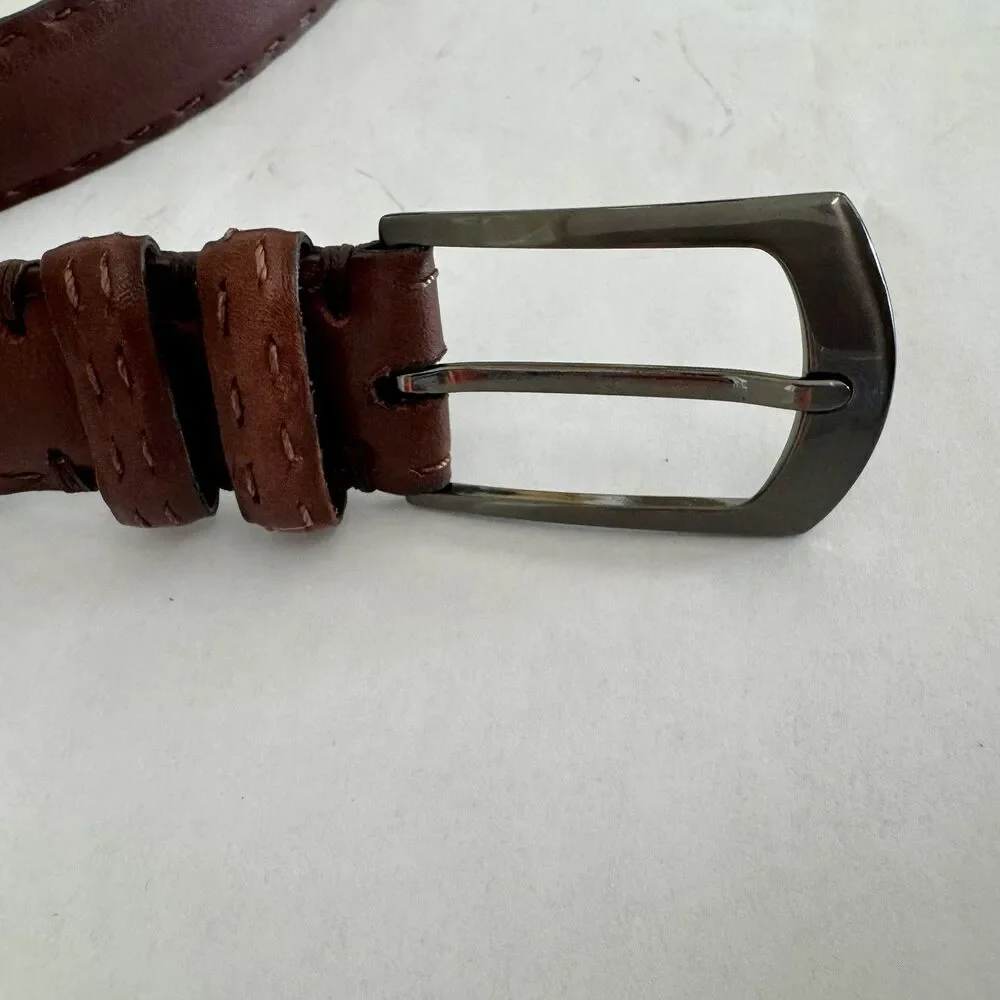Torino Aniline Kipskin Shoulders Brown Leather Belt Men’s 40 Made in USA 65561‎